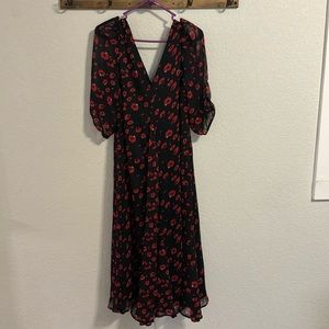 Black puffy sleeve long dress